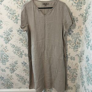 Flax Tan Short Sleeve Tencel Dress